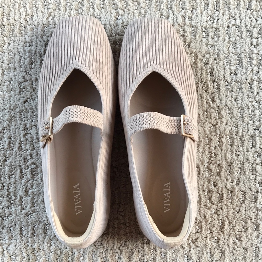 Vivaia  Mary Jane Flats in Light Beige- size 35.5